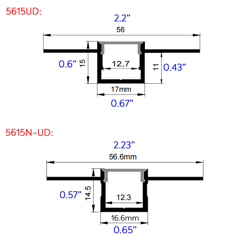 UD Series Flangeless Recessed Bendable Aluminium LED Profile - 16mm Lighting UD Series Flangeless Recessed Bendable Aluminium LED Profile - 16mm Lighting